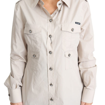 Elegant beige katoenen safari shirt