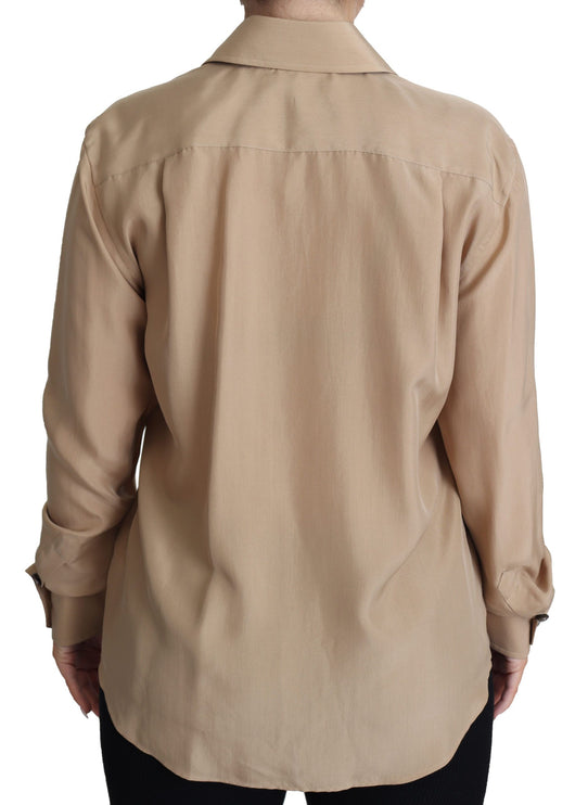 Elegante camicia di seta beige