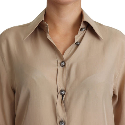 Elegante camicia di seta beige