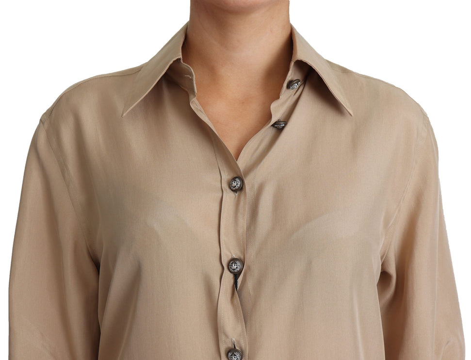 Elegante camicia di seta beige