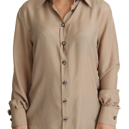 Elegante camicia di seta beige