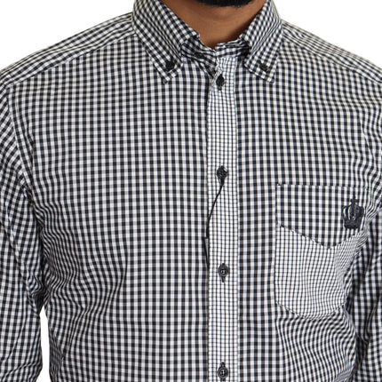 Elegant zwart -wit geruit goudcasual shirt