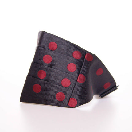 Exquisite Black Silk Cummerbund with Red Polka Dots