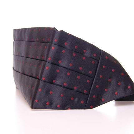 Elegant Silk Black Cummerbund with Red Polka Dots