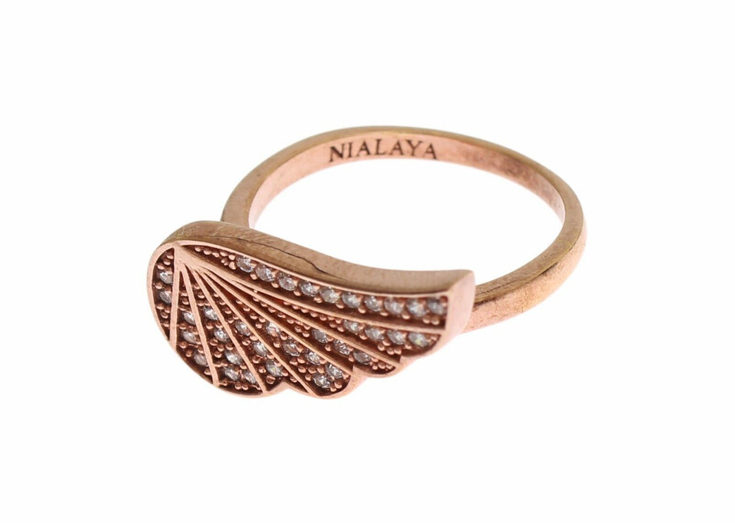 Elegant Pink Gold CZ Crystal Ring