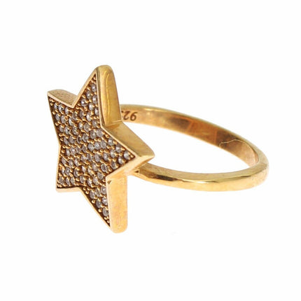 Elegant Gold-Plated Sterling Silver Ring with CZ Crystals