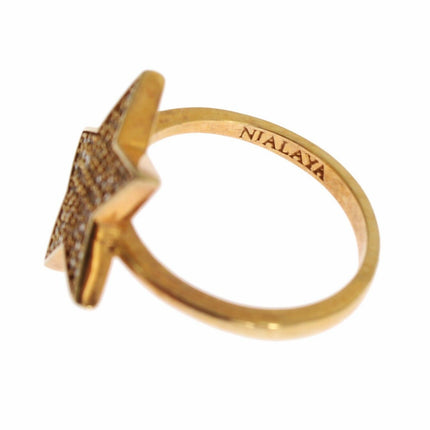 Elegant Gold-Plated Sterling Silver Ring with CZ Crystals