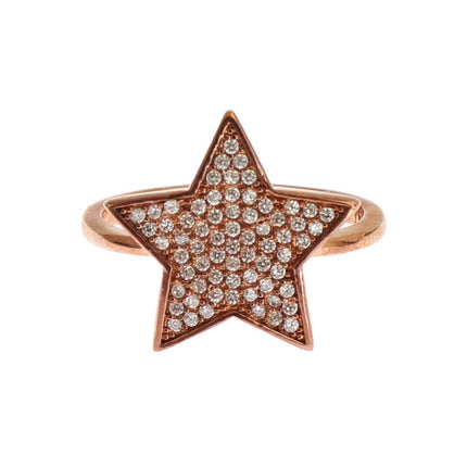 Dazzling Pink Gold Plated Sterling Silver CZ Ring