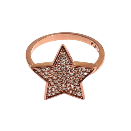 Dazzling Pink Gold Plated Sterling Silver CZ Ring