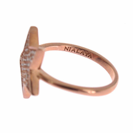 Dazzling Pink Gold Plated Sterling Silver CZ Ring