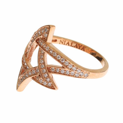 Pink Gold Plated Silver CZ Crystal Ring