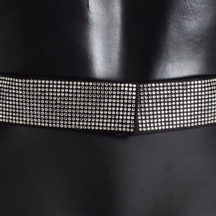 Black Silk Crystal Bow Waist Belt Elegance