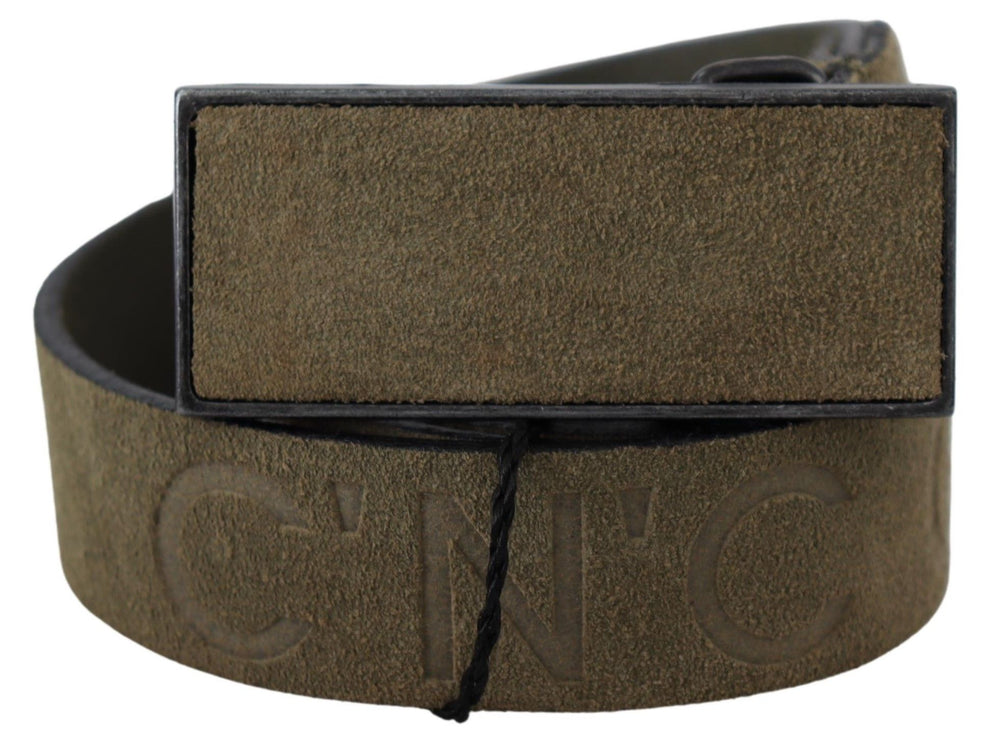 Chic Army Green Velvet Buckle Leather Belt