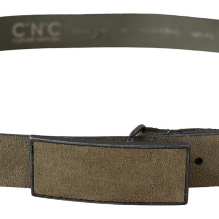 Chic Army Green Velvet Buckle Leather Belt