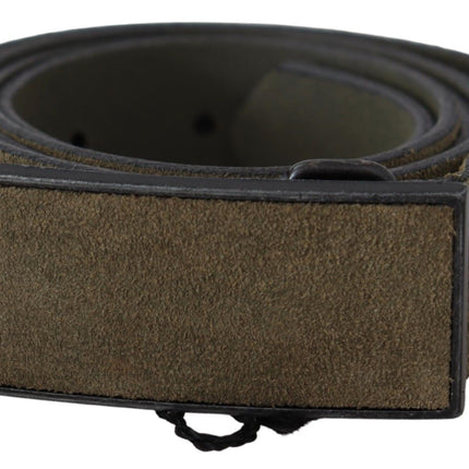 Chic Army Green Velvet Buckle Leather Belt