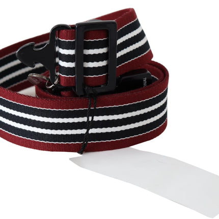 Ceinture de mode en cuir rayé en noir et rouge