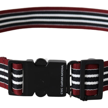 Ceinture de mode en cuir rayé en noir et rouge