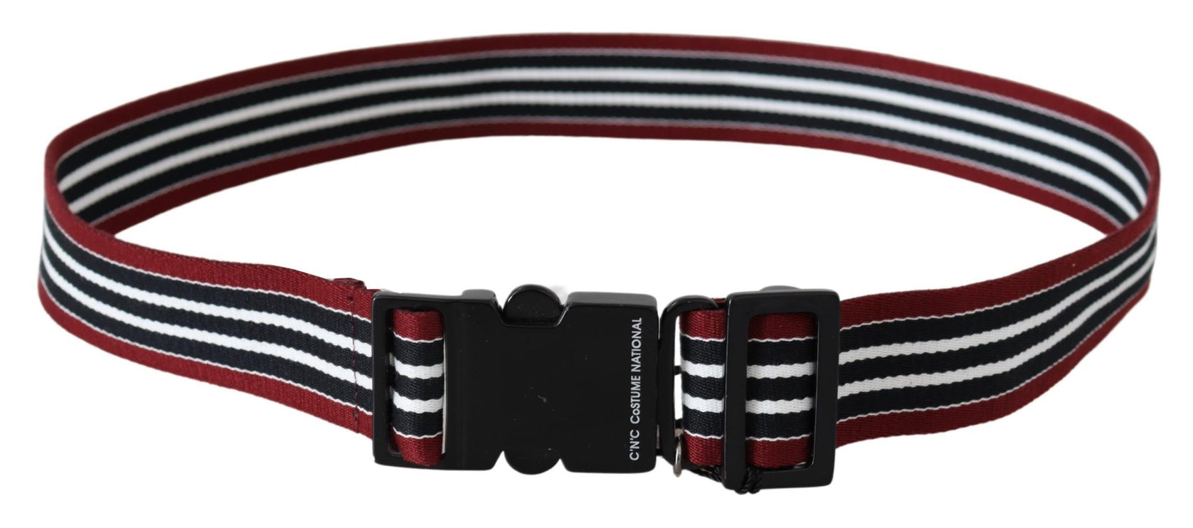 Ceinture de mode en cuir rayé en noir et rouge