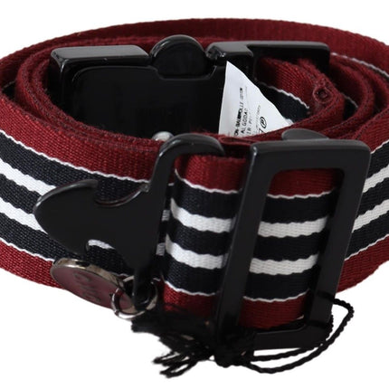 Ceinture de mode en cuir rayé en noir et rouge