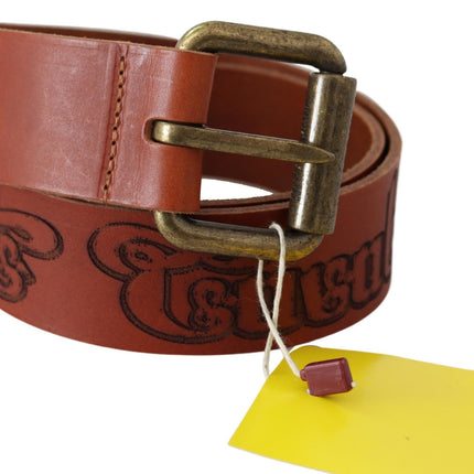 Chique bruin leren riem met logo