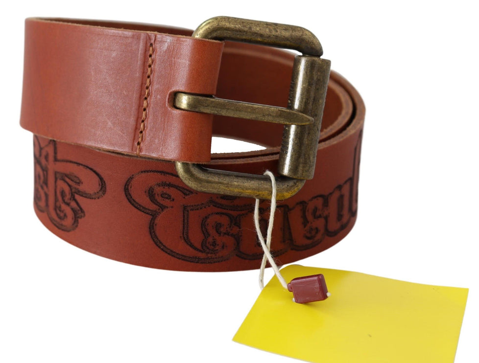 Ceinture de logo en cuir marron chic