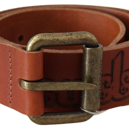 Chique bruin leren riem met logo