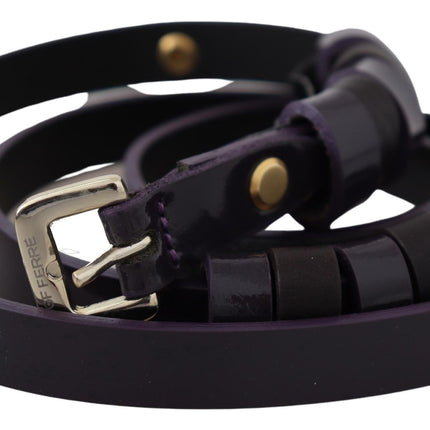 Ceinture en cuir noir chic avec boucle en argent chromé