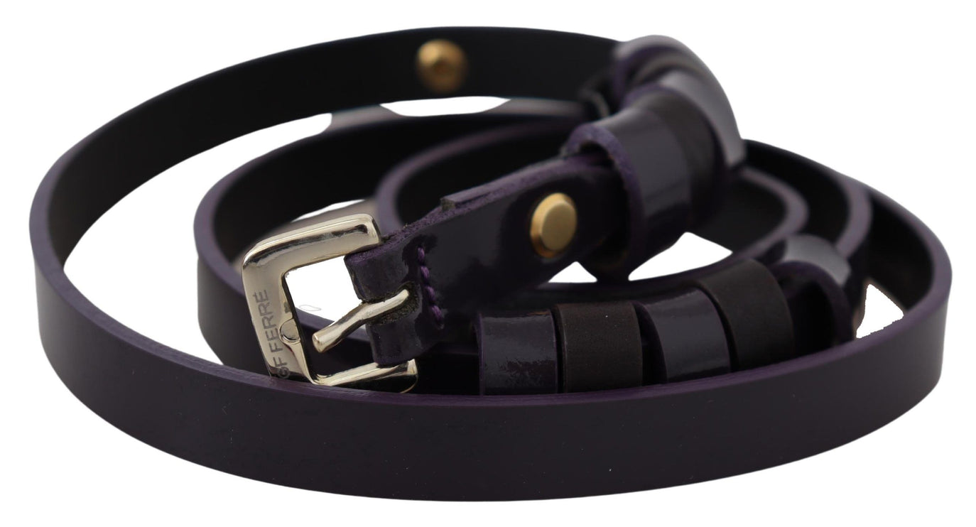 Ceinture en cuir noir chic avec boucle en argent chromé