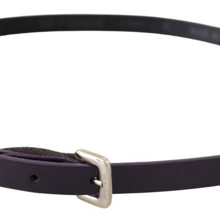 Ceinture en cuir noir chic avec boucle en argent chromé