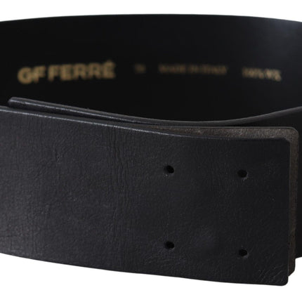 Ceinture en cuir noir solide élégant