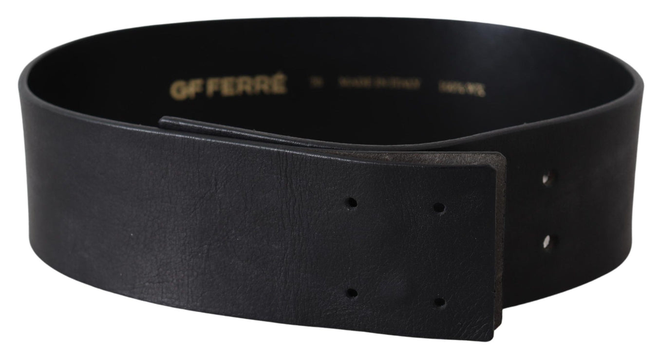 Ceinture en cuir noir solide élégant