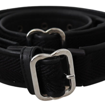 Ceinture de taille en cuir noir chic avec boucle chromée