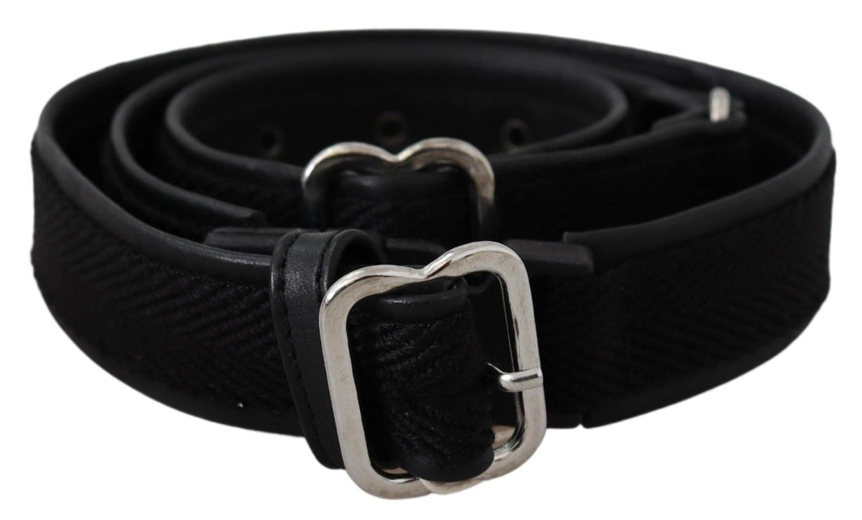 Ceinture de taille en cuir noir chic avec boucle chromée