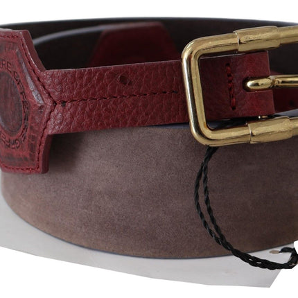 Ceinture en cuir brun élégant avec boucle dorée