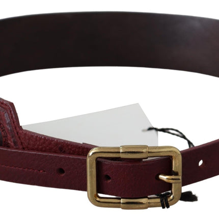 Ceinture en cuir brun élégant avec boucle dorée