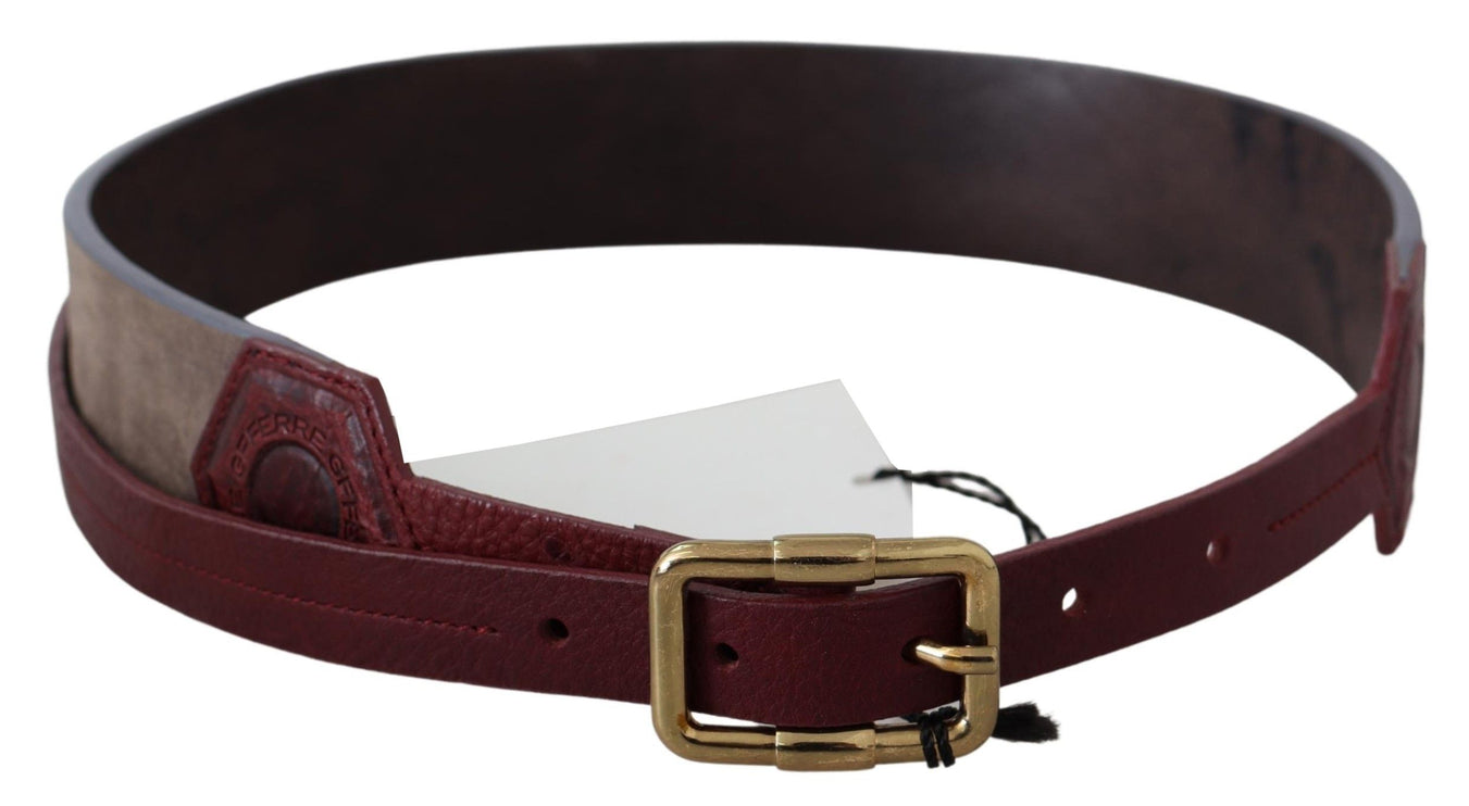 Ceinture en cuir brun élégant avec boucle dorée