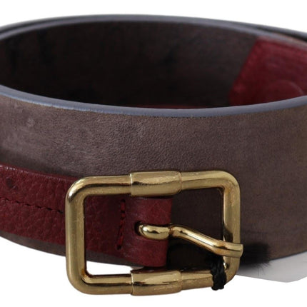 Ceinture en cuir brun élégant avec boucle dorée