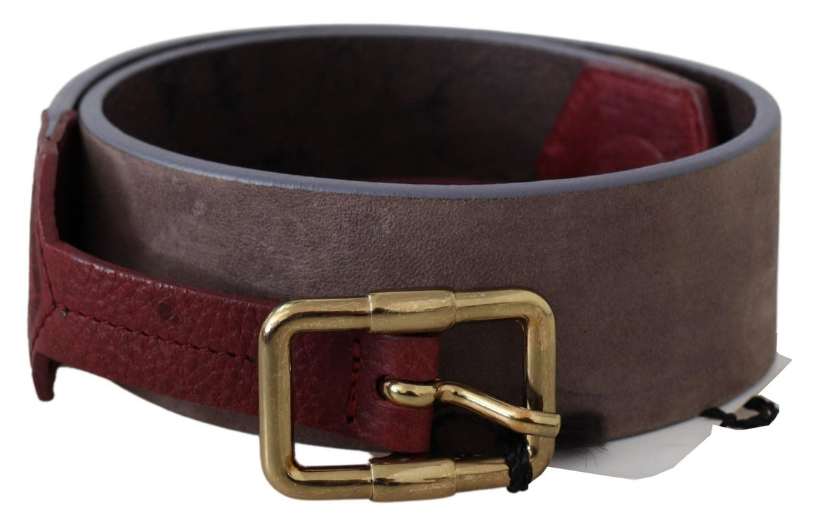 Ceinture en cuir brun élégant avec boucle dorée