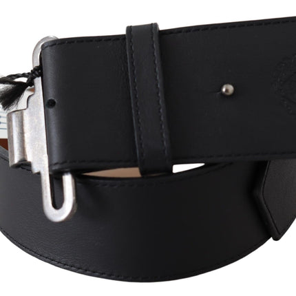 Ceinture noire réglable en cuir chic