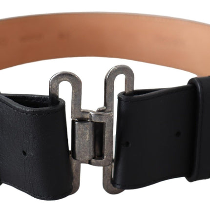 Ceinture noire réglable en cuir chic