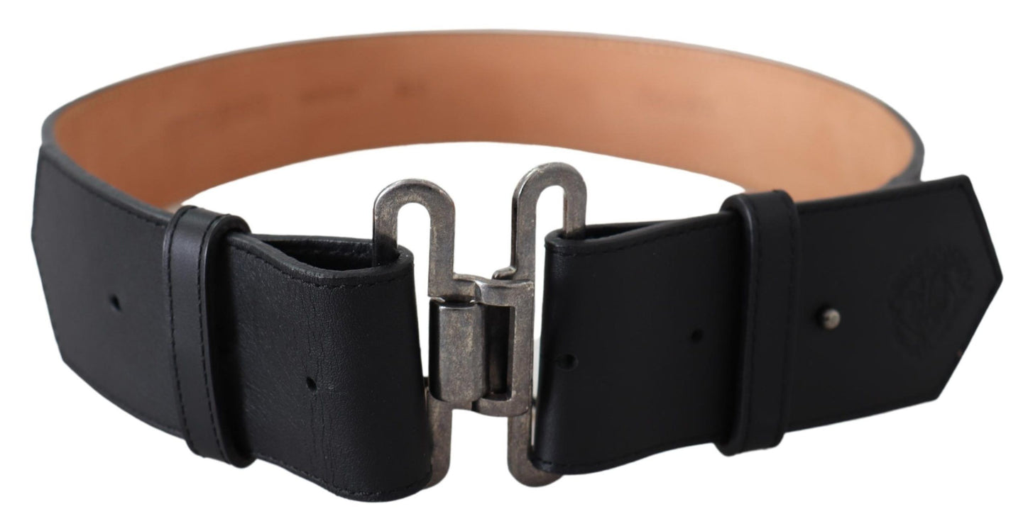 Ceinture noire réglable en cuir chic