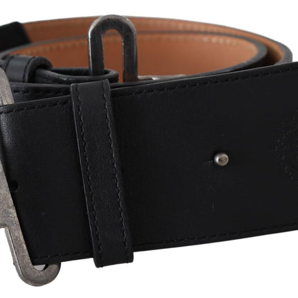 Ceinture noire réglable en cuir chic