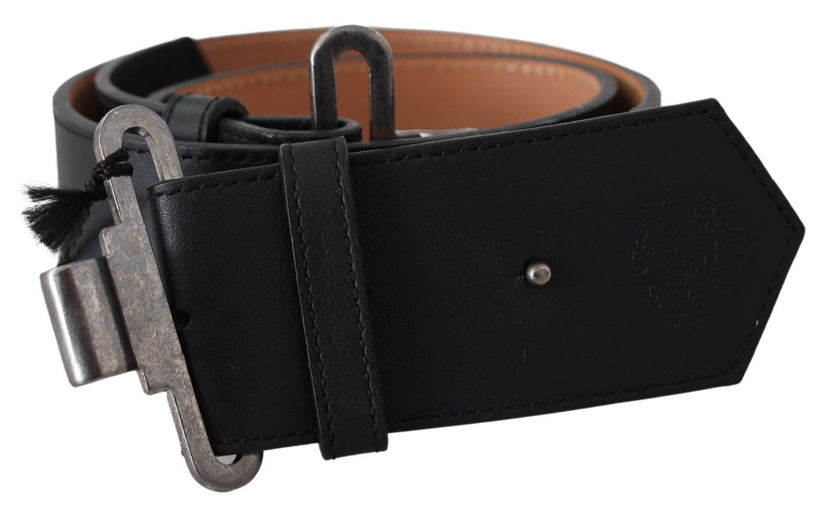 Ceinture noire réglable en cuir chic