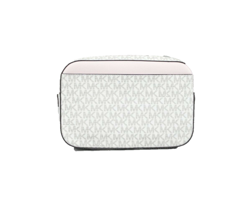 Jet Set Item Bolso grande East West Signature de piel con cremallera y cadena (Vanilla PVC/Powder Blush)