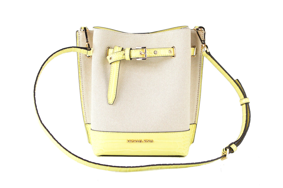 Emilia Pequeño Lienzo Piel de Serpiente Bucket Bag Messenger Crossbody Bolso (Buttercup)