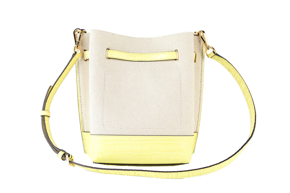 Emilia Pequeño Lienzo Piel de Serpiente Bucket Bag Messenger Crossbody Bolso (Buttercup)