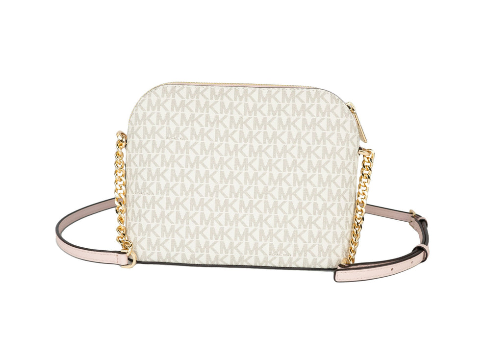 Jet Set Travel Bolso de cuero mediano X Cross Dome Crossbody (Vanilla Signature/Powder Blush)