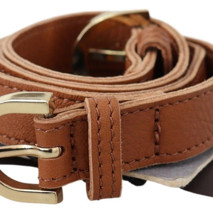 Ceinture à double boucle en cuir brun élégant