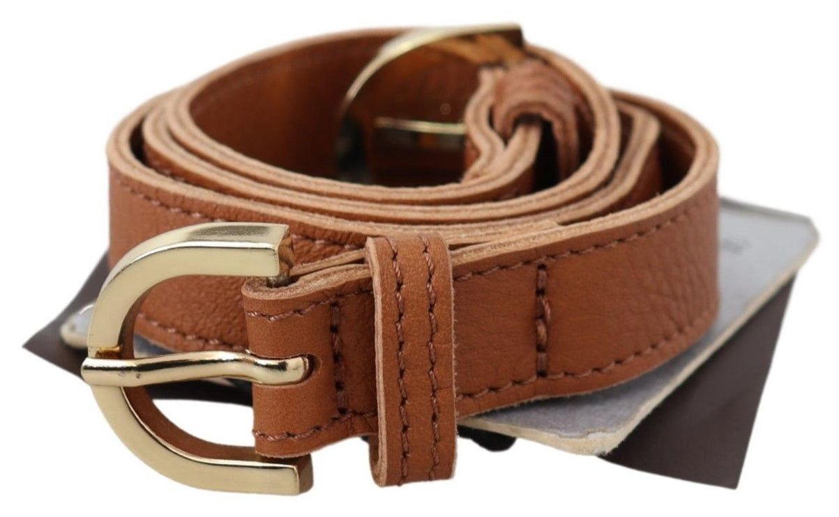 Ceinture à double boucle en cuir brun élégant