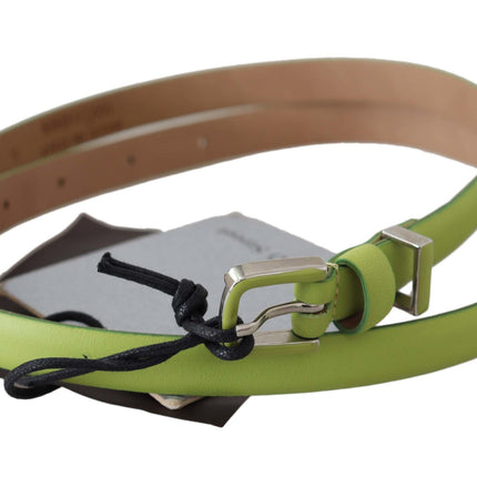 Ceinture en cuir vert classique avec quincaillerie à tons d'argent